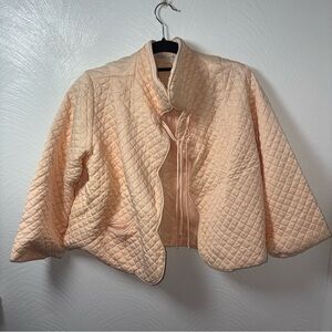 Puffett by Barbizon Vintage Quilted Bed Jacket 1940’s Mid Century Peach Size S